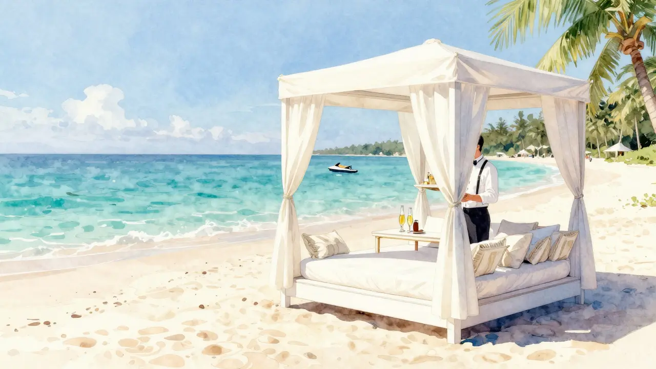 White Beach private cabana with butler and jet skis