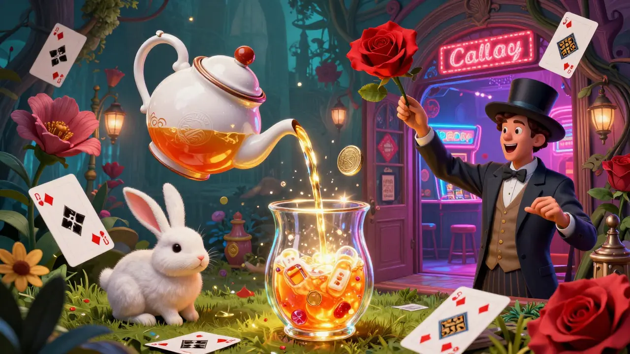 A magical cocktail trick at Callooh Callay with a teapot pouring into a rabbit-shaped glass.